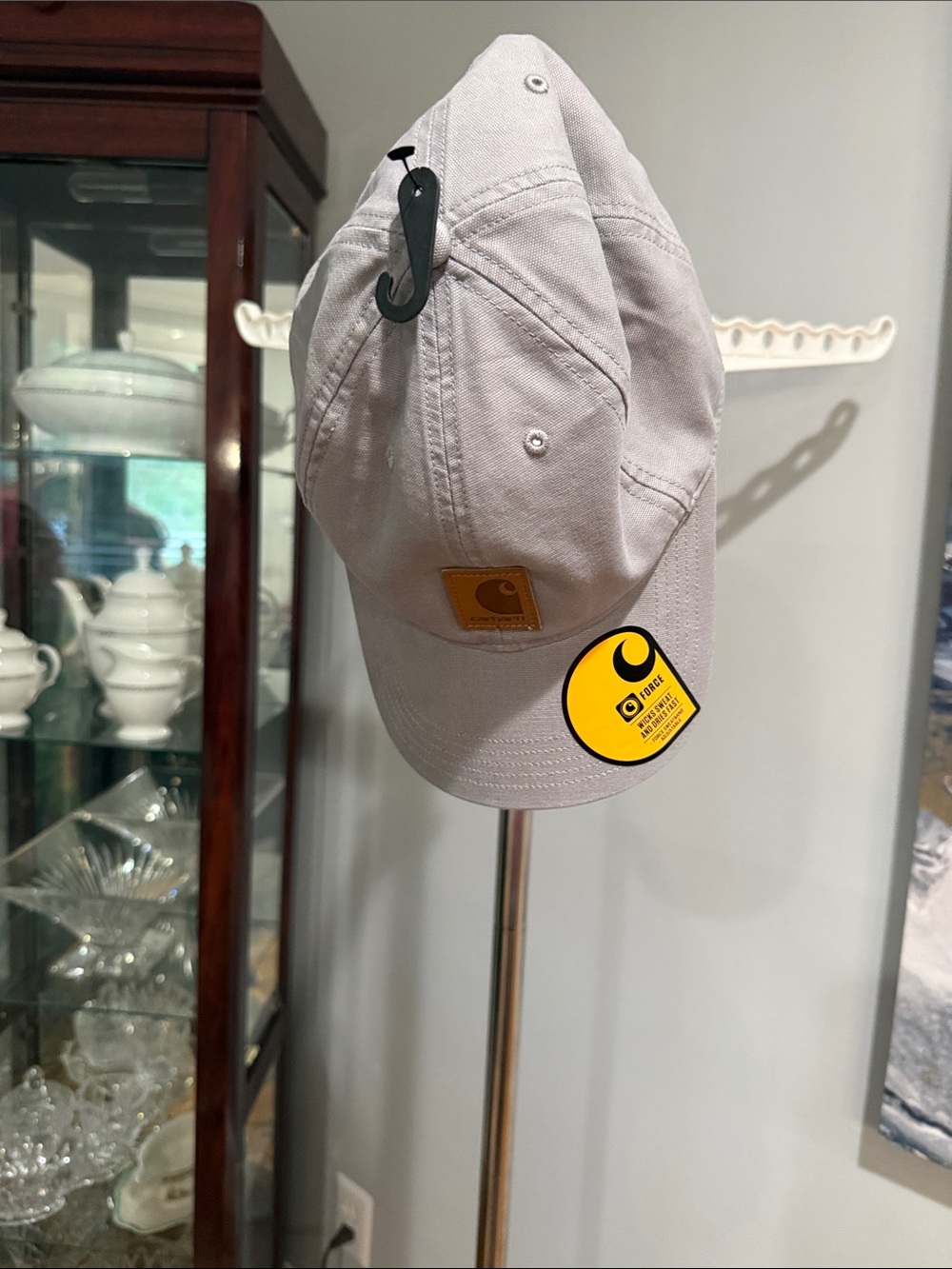 Carhartt Light Gray Canvas Baseball Cap with Leather Patch
